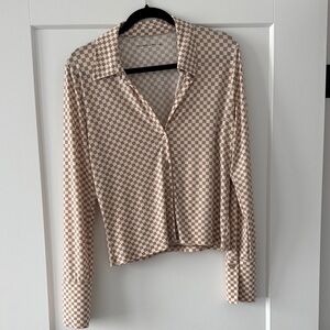 Abercrombie & Fitch Beige and White Checkered Button Down Shirt